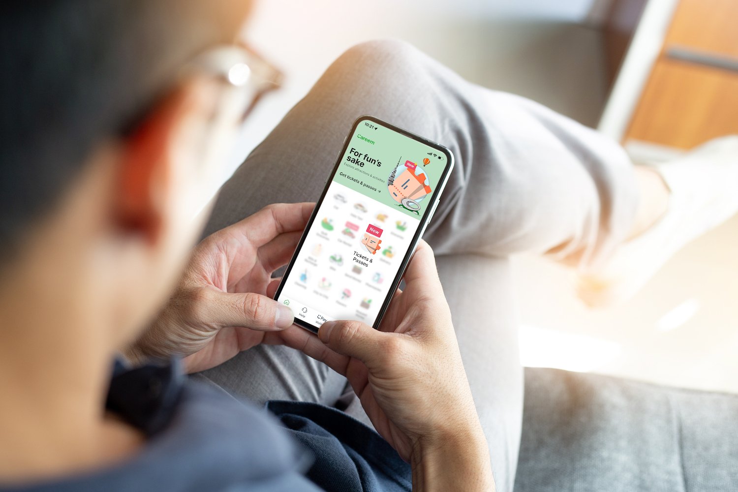 Careem super app customer choosing tickets via Tickitto's API